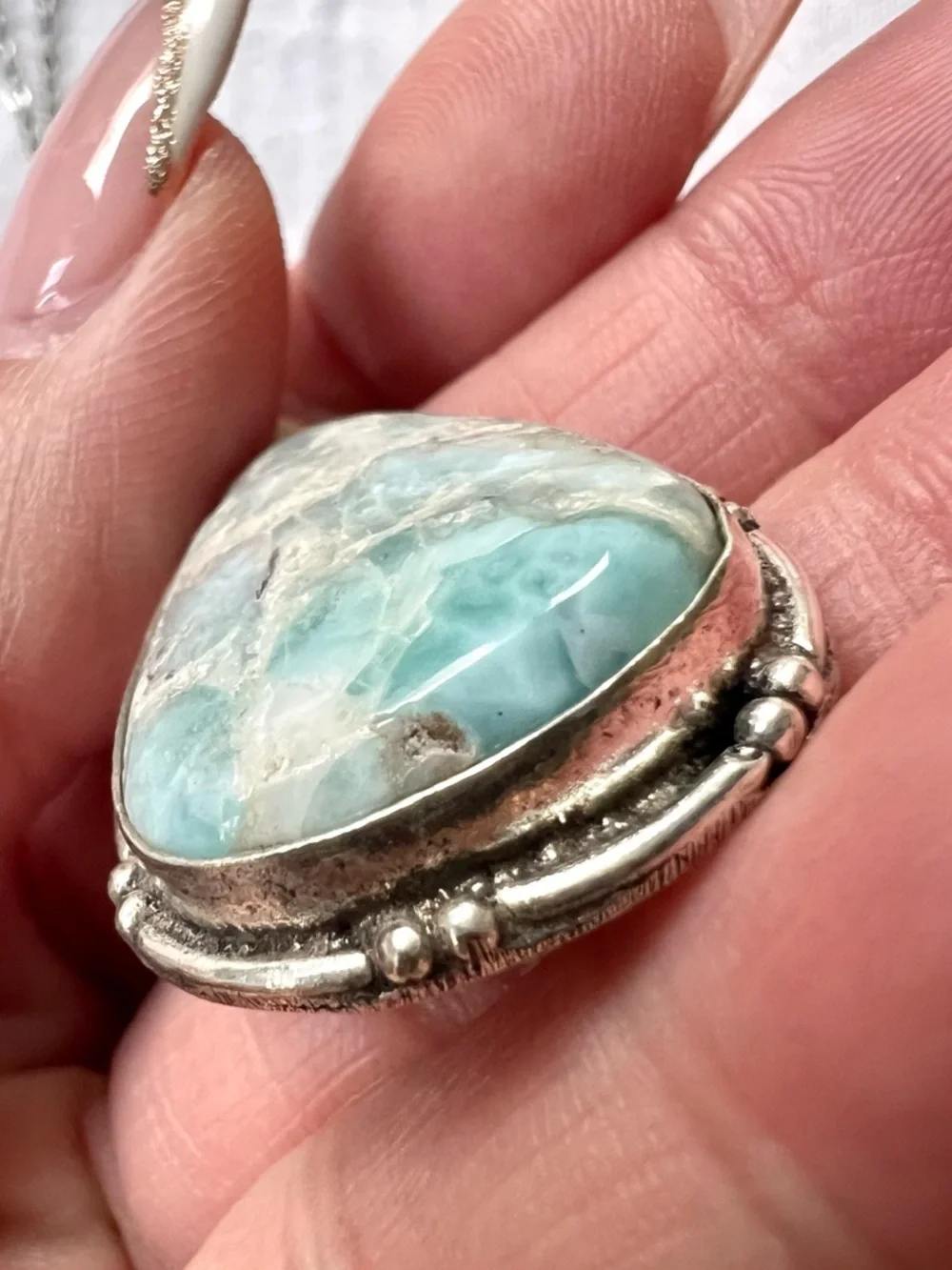 925 Calming Caribbean Larimar Pendant Necklace